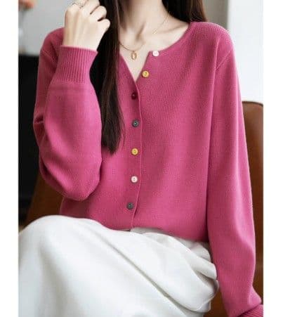 イエベ春/イエベ秋服　マルチボタン配色カーディガン