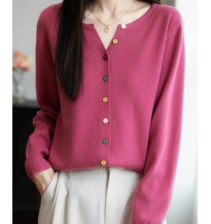 イエベ春/イエベ秋服　マルチボタン配色カーディガン