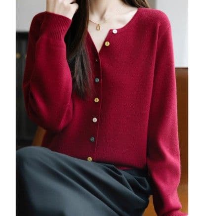 イエベ春/イエベ秋服　マルチボタン配色カーディガン