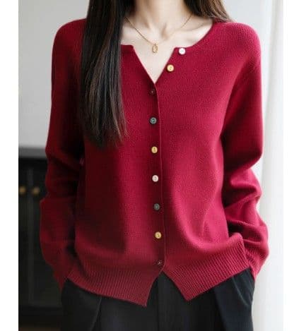 イエベ春/イエベ秋服　マルチボタン配色カーディガン