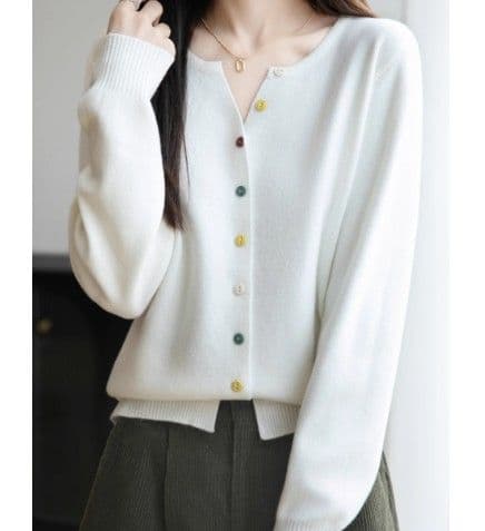 イエベ春/イエベ秋服　マルチボタン配色カーディガン