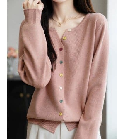 イエベ春/イエベ秋服　マルチボタン配色カーディガン