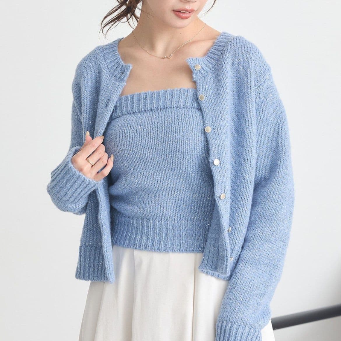 イエベ春/イエベ秋服　スクエアネックニットアンサンブルセット