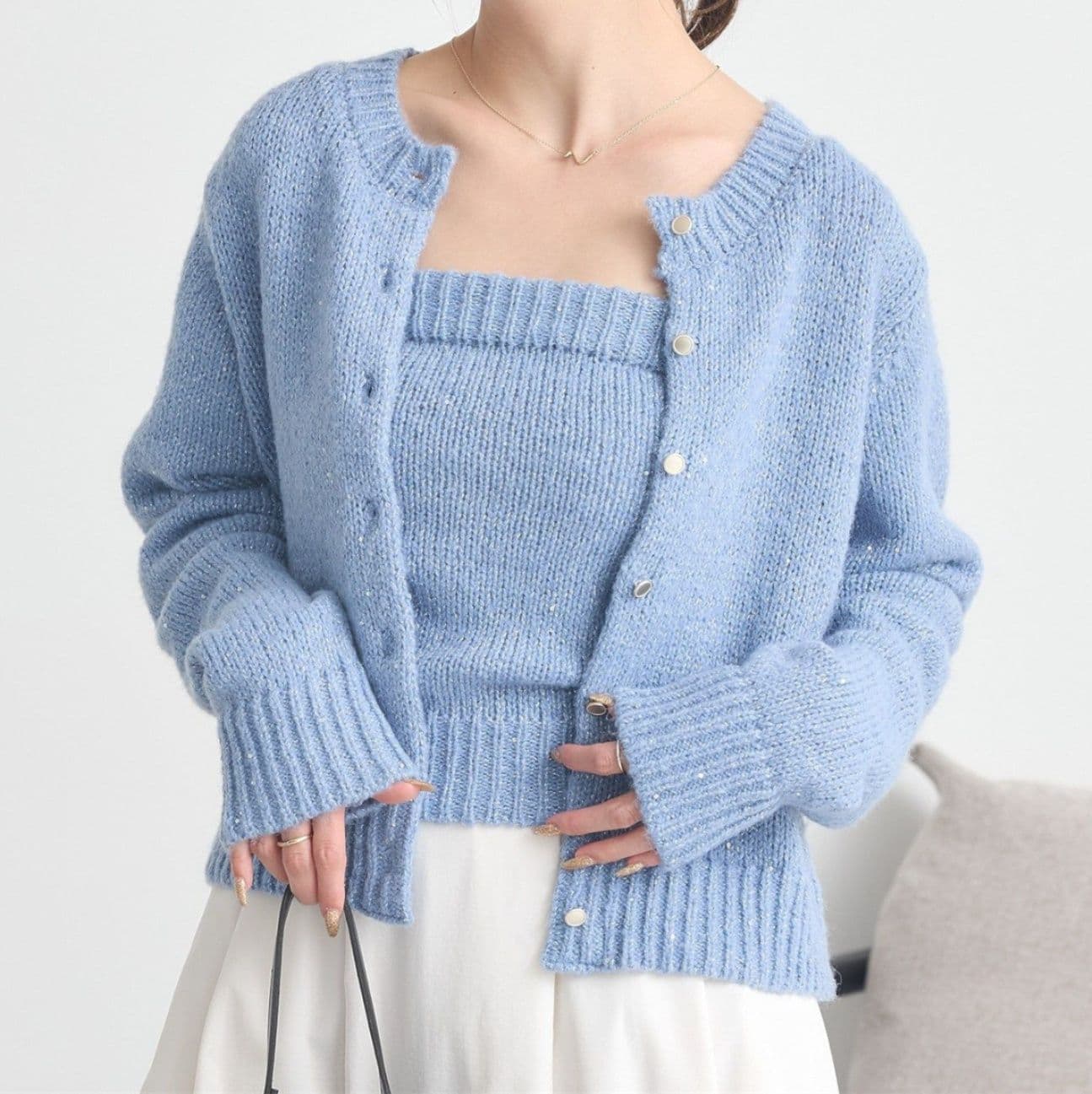 イエベ春/イエベ秋服　スクエアネックニットアンサンブルセット