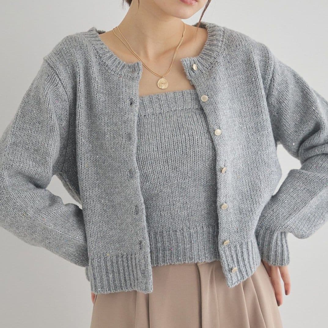 イエベ春/イエベ秋服　スクエアネックニットアンサンブルセット