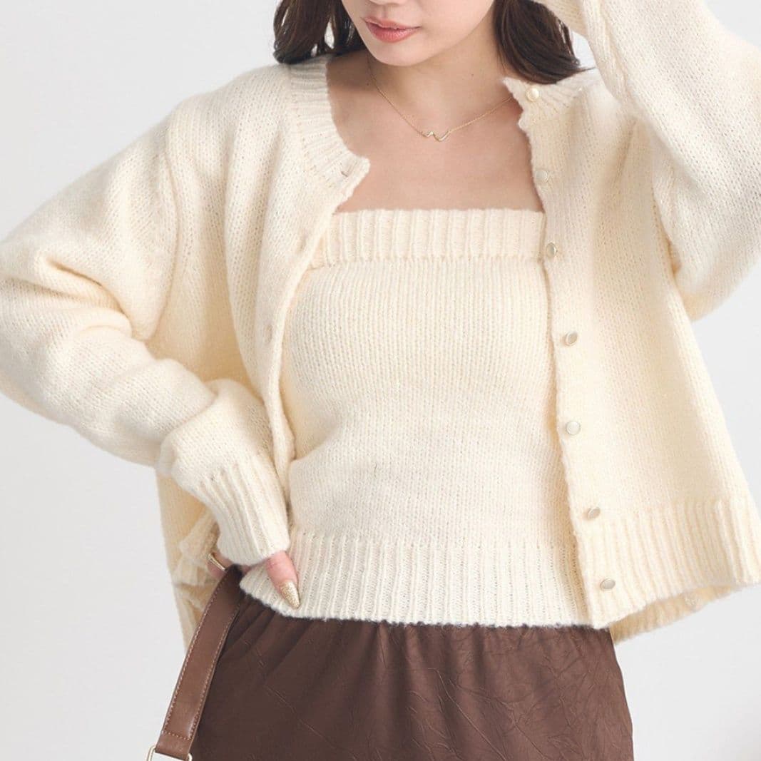 イエベ春/イエベ秋服　スクエアネックニットアンサンブルセット