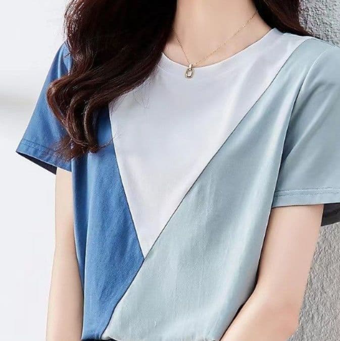 三色切替デザイン半袖Tシャツ