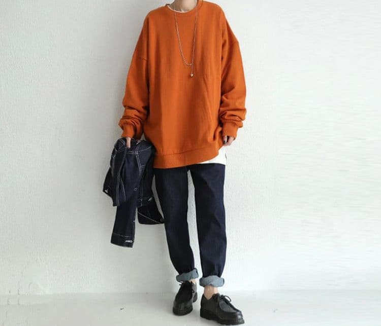 イエベ春/イエベ秋服　ゆったりオーバーサイズ裏起毛スウェット