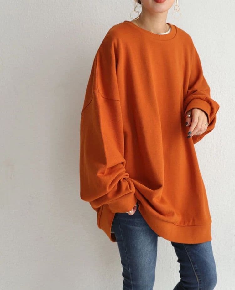 イエベ春/イエベ秋服　ゆったりオーバーサイズ裏起毛スウェット