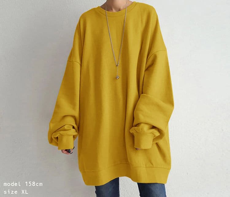 イエベ春/イエベ秋服　ゆったりオーバーサイズ裏起毛スウェット