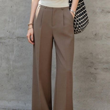 イエベ春/イエベ秋服　ハイウエストセンタープレスワイドストレートパンツ
