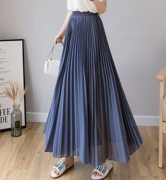 イエベ春/イエベ秋服　上品プリーツシフォンワイドパンツ