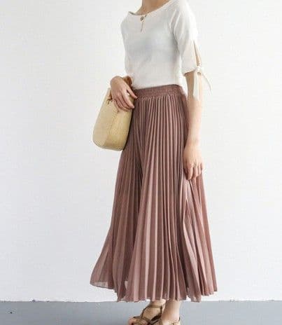 イエベ春/イエベ秋服　上品プリーツシフォンワイドパンツ