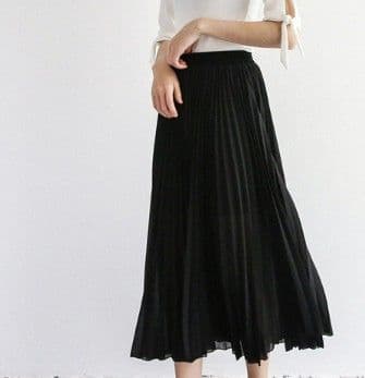 イエベ春/イエベ秋服　上品プリーツシフォンワイドパンツ