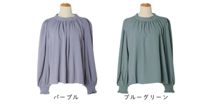 イエベ春/イエベ秋服　上品シャーリング袖ギャザーブラウス