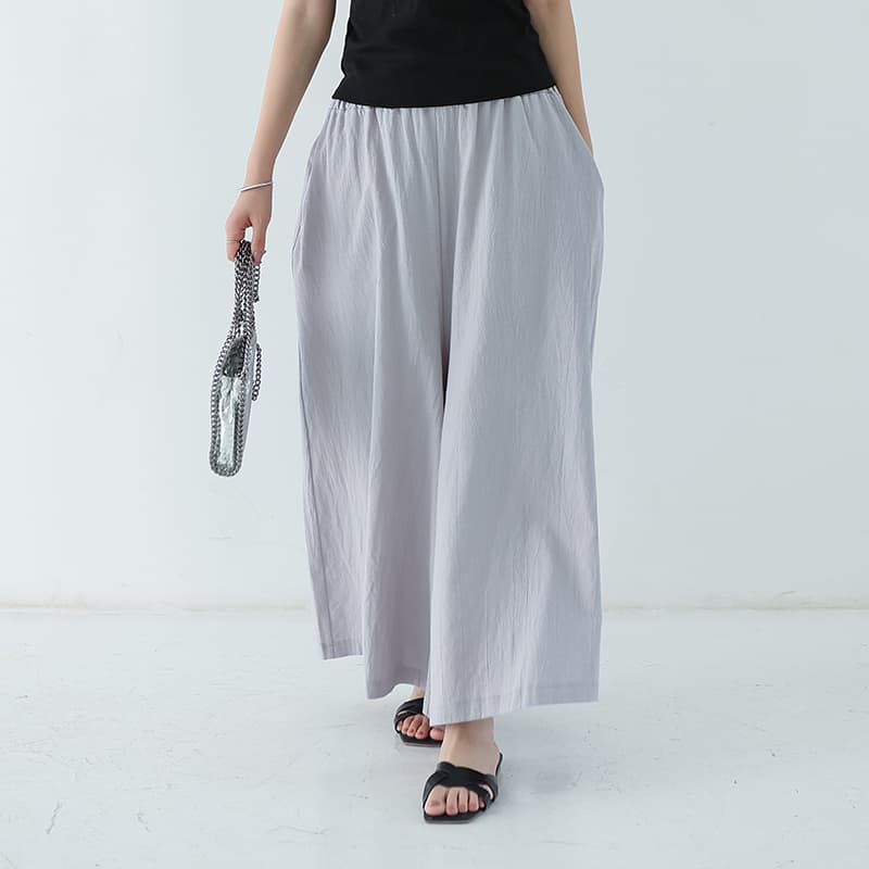 イエベ春/イエベ秋服　ゆったり優雅な麻混フレアパンツ