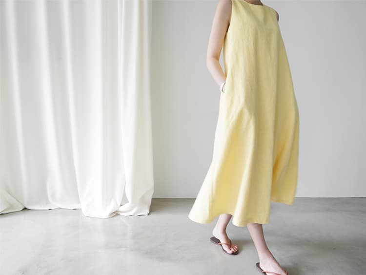 イエベ春/イエベ秋服　フレア シルエット ロング丈 ワンピース