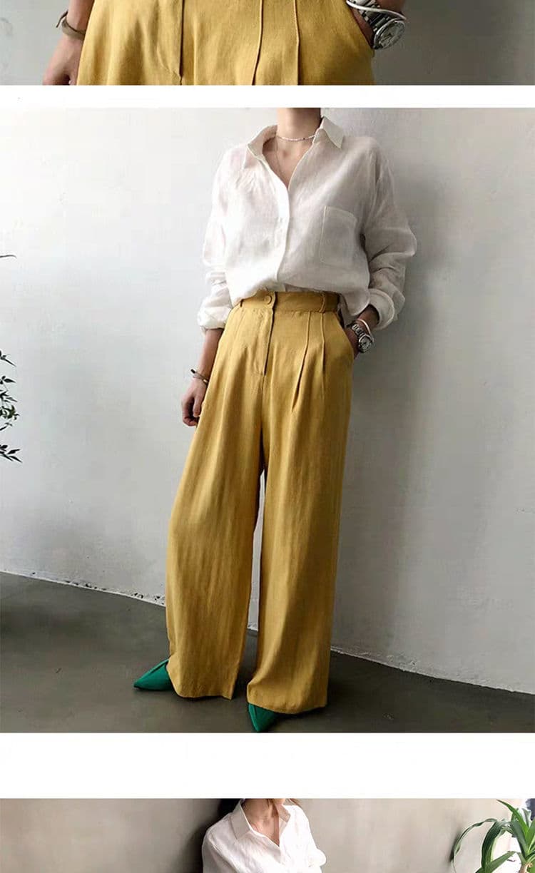 イエベ春/イエベ秋服　上質リネン風合いシャツ