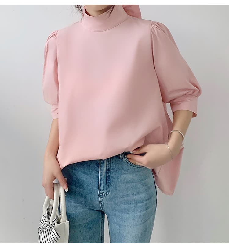 イエベ春/イエベ秋服　優美リボン ハイネックブラウス