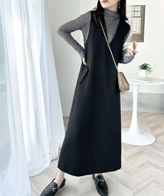 イエベ秋服　シンプル一枚仕立てベストワンピース