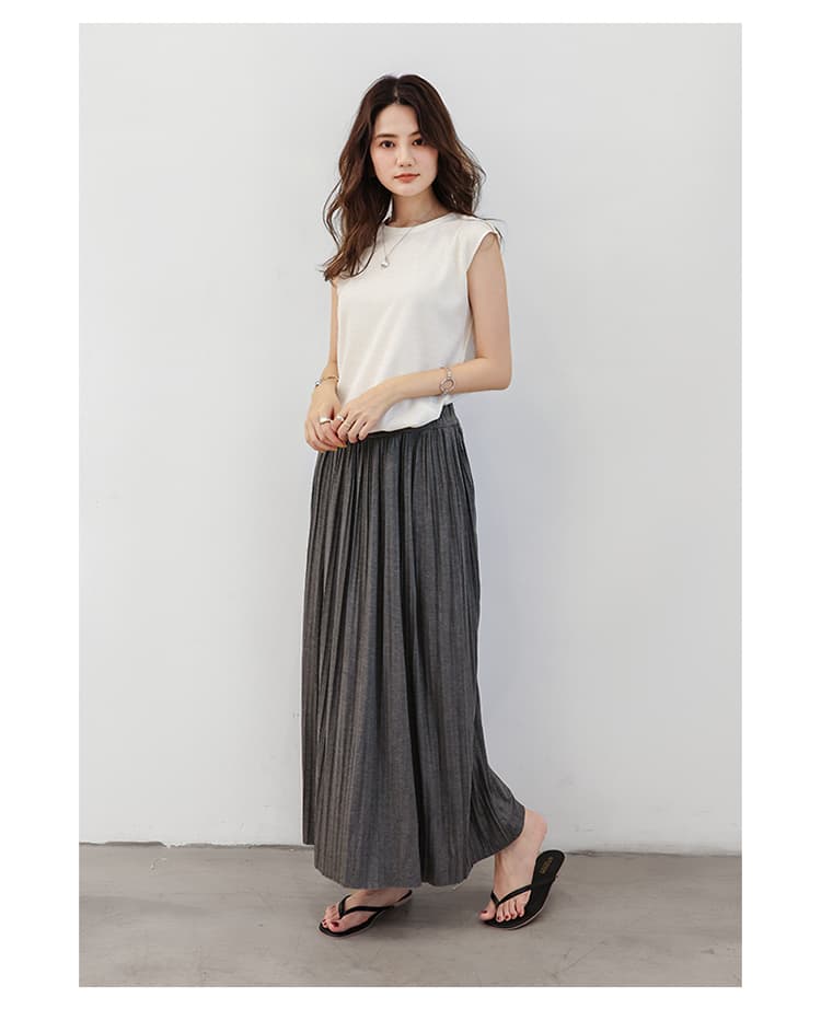 イエベ春/イエベ秋服　優雅な揺れ感 ロングプリーツスカート