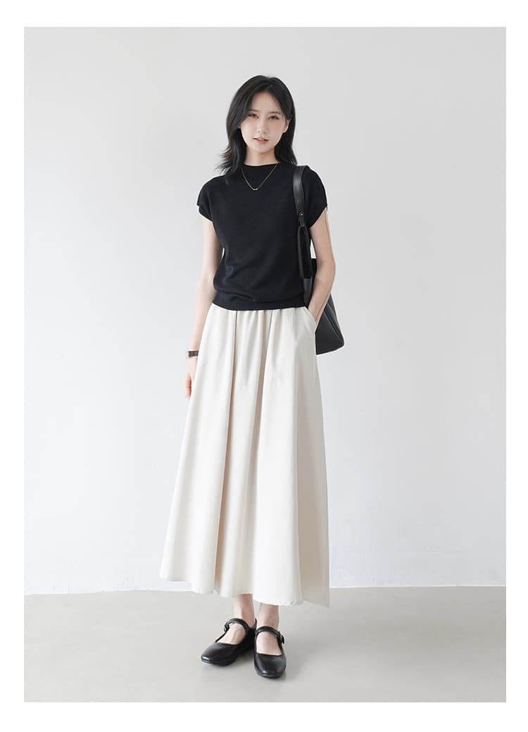 イエベ春/イエベ秋服　ほっそり見せ長身キャップスリーブ