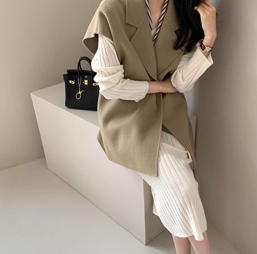 イエベ春/イエベ秋服　ベルト付きベストジャケット