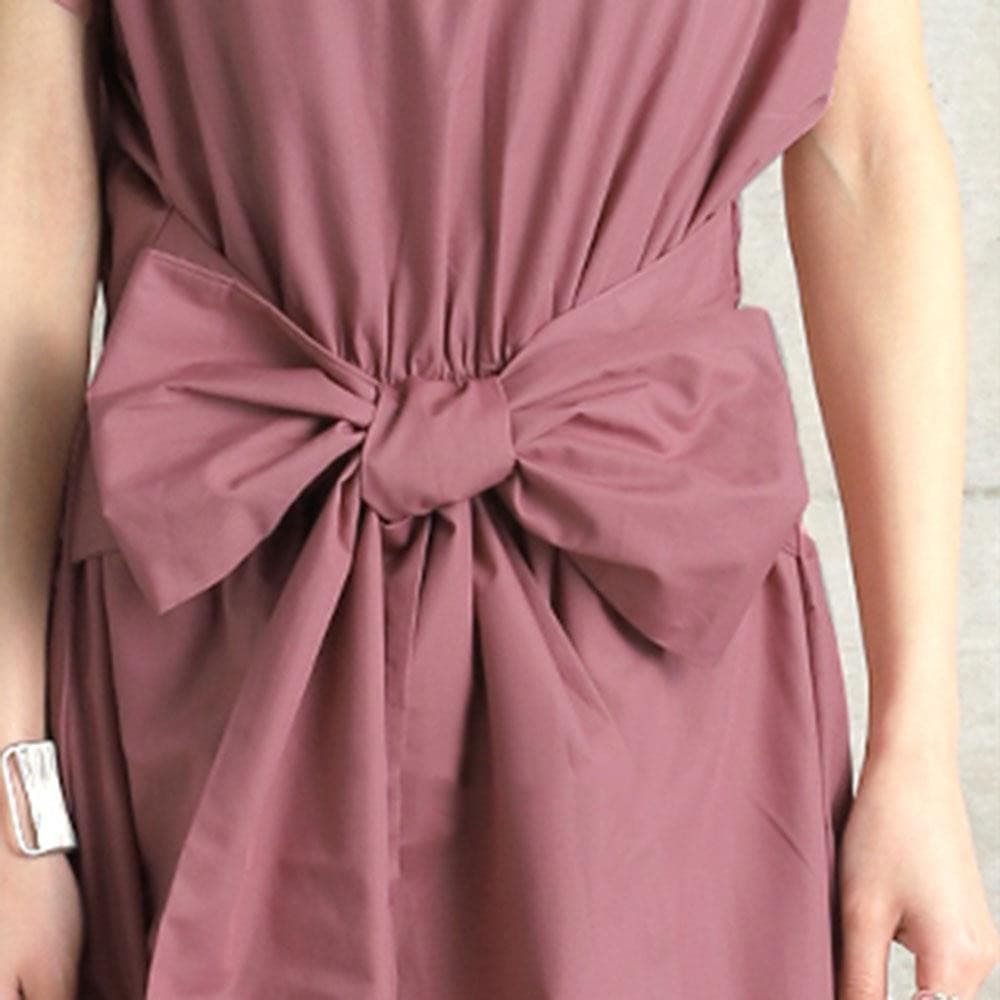 イエベ春/イエベ秋服　優美なリボン結びマキシワンピース