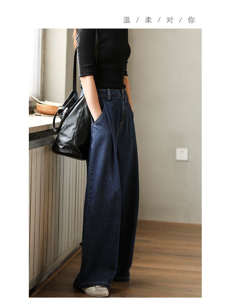 イエベ秋服　　タック入りデニムワイドパンツ