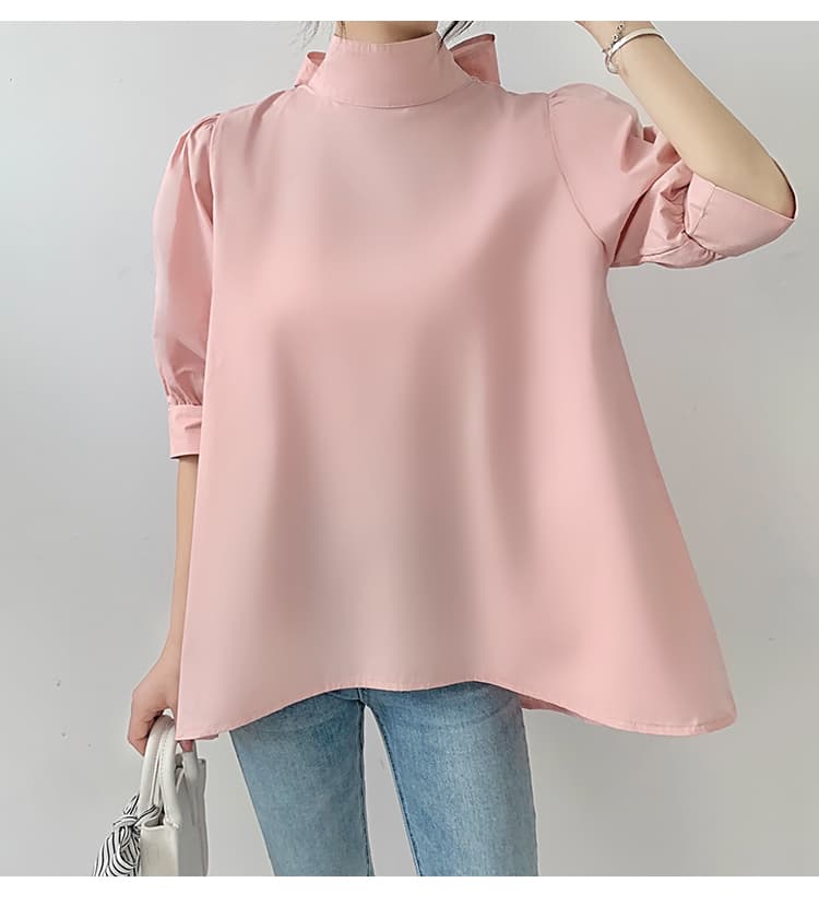 イエベ春/イエベ秋服　優美リボン ハイネックブラウス