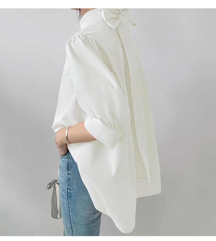 イエベ春/イエベ秋服　優美リボン ハイネックブラウス