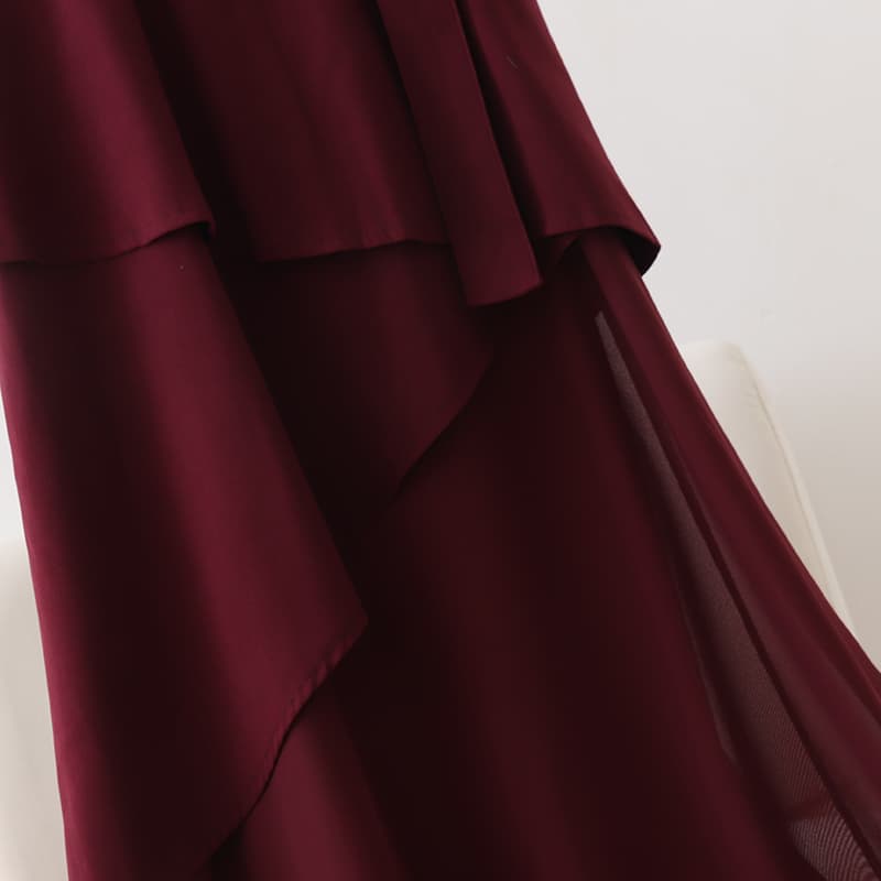 イエベ春/イエベ秋服　アシンメトリー重ね切替ワンピース