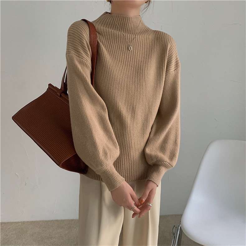 イエベ春/イエベ秋服　リブ編みタートルネックセーター