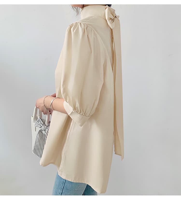 イエベ春/イエベ秋服　優美リボン ハイネックブラウス