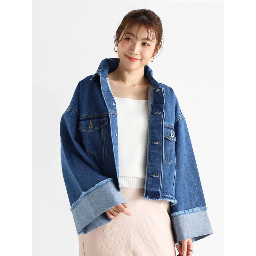 イエベ春/イエベ秋服　ゆったり裾デニムジャケット