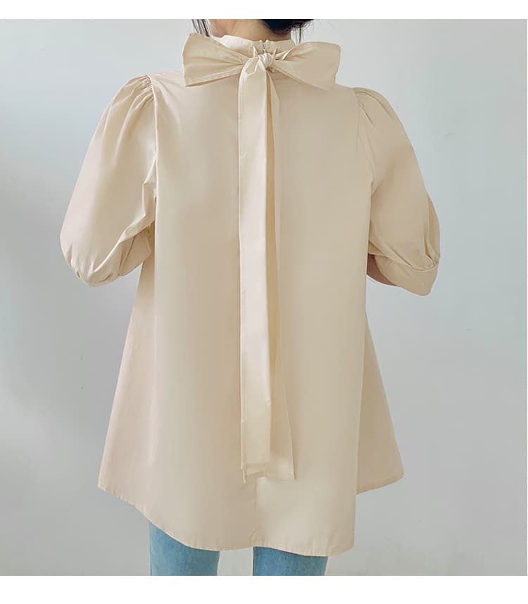 イエベ春/イエベ秋服　優美リボン ハイネックブラウス