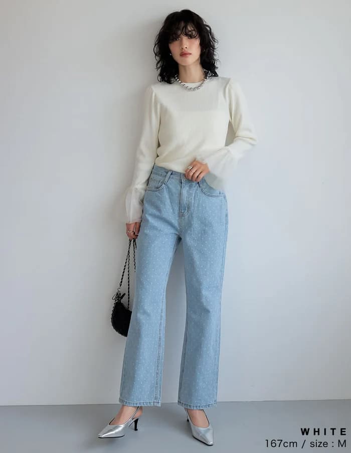 イエベ春/イエベ秋服　シフォンフレア袖ブラウス