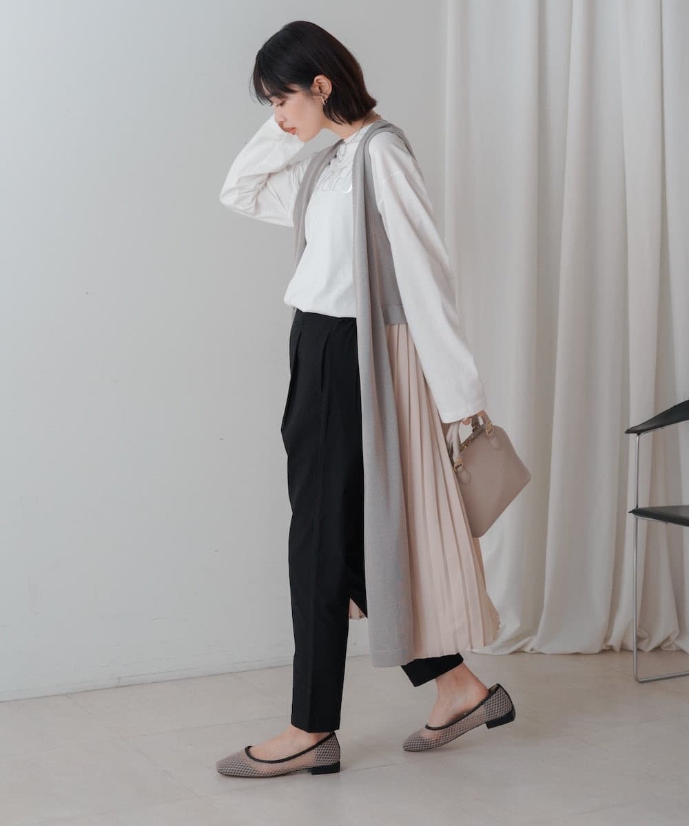 イエベ春/イエベ秋服　プリーツ切替ロングベスト