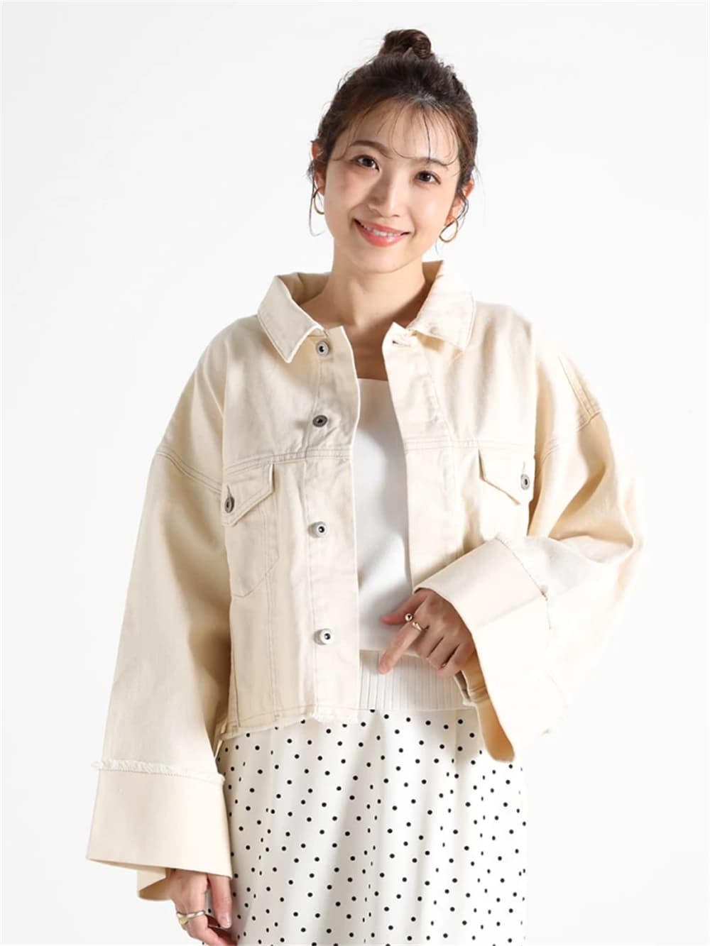 イエベ春/イエベ秋服　ゆったり裾デニムジャケット