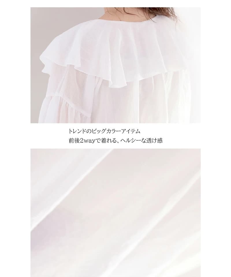 イエベ春/イエベ秋服　二段フリル後ろボタンブラウス