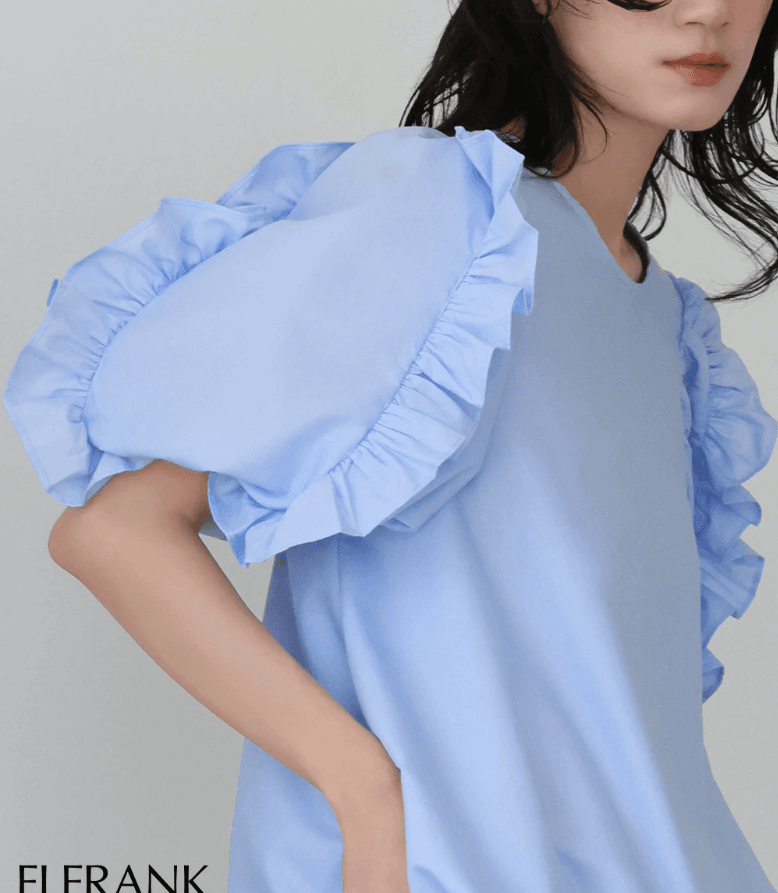 イエベ春服　華やか袖フリルゆったりブラウス