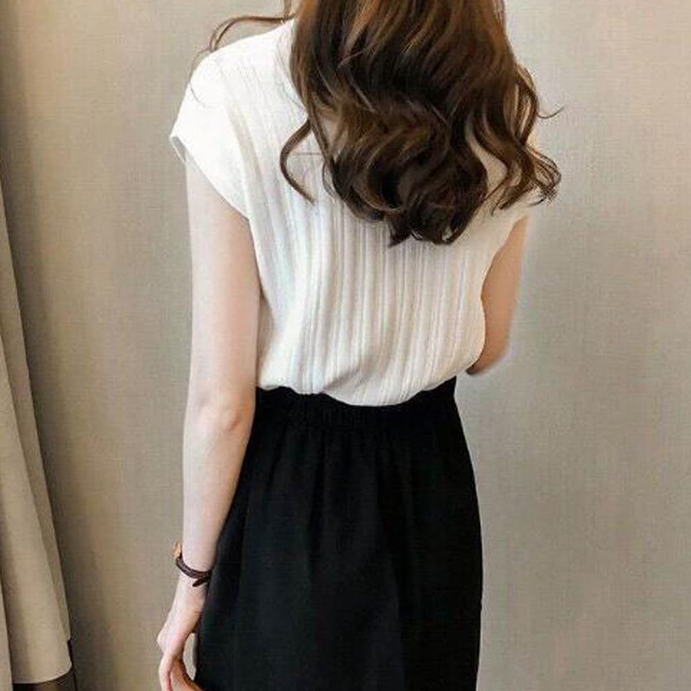 イエベ春/イエベ秋服　フレンチ袖 縦縞デザイン