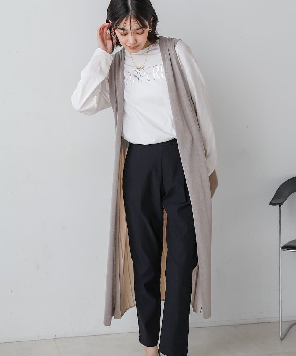イエベ春/イエベ秋服　プリーツ切替ロングベスト