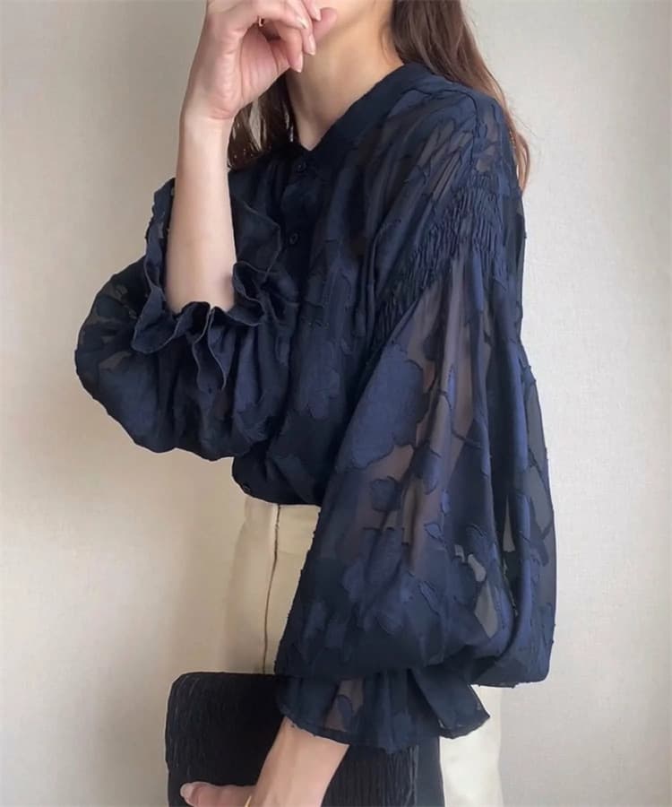イエベ春/イエベ秋服　花影シアーブラウス
