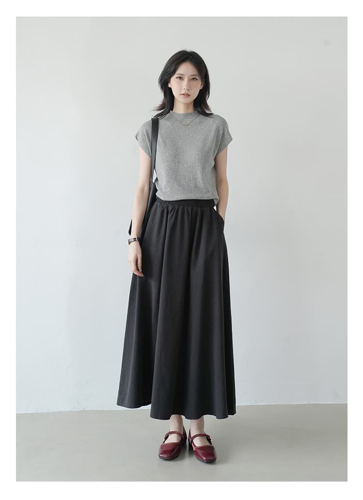 イエベ春/イエベ秋服　ほっそり見せ長身キャップスリーブ