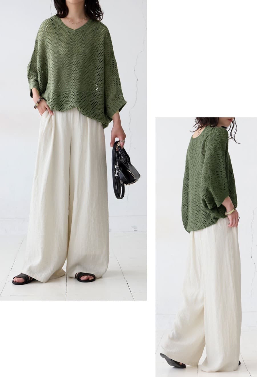イエベ春/イエベ秋服　透かし編みゆったりニット