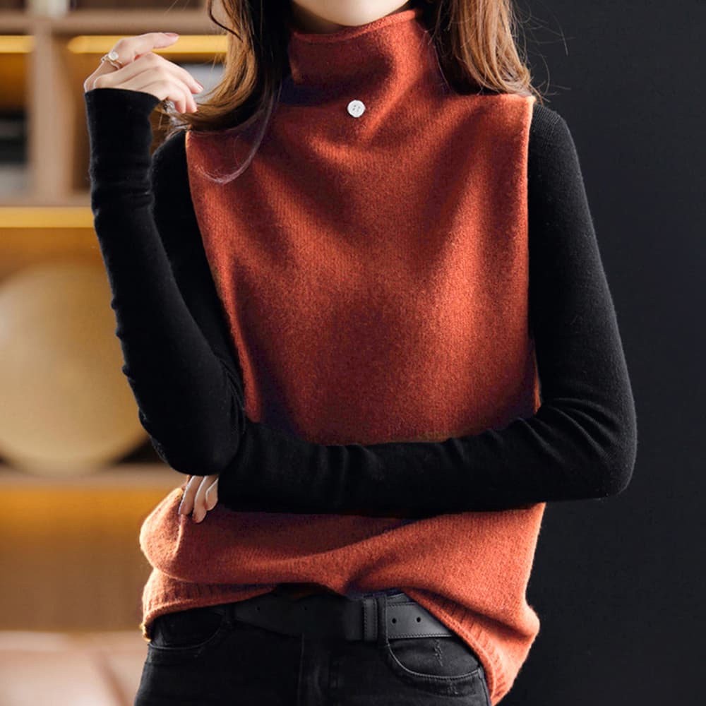 イエベ春/イエベ秋服　ハイネックニットベスト レディース ニット 重ね着
