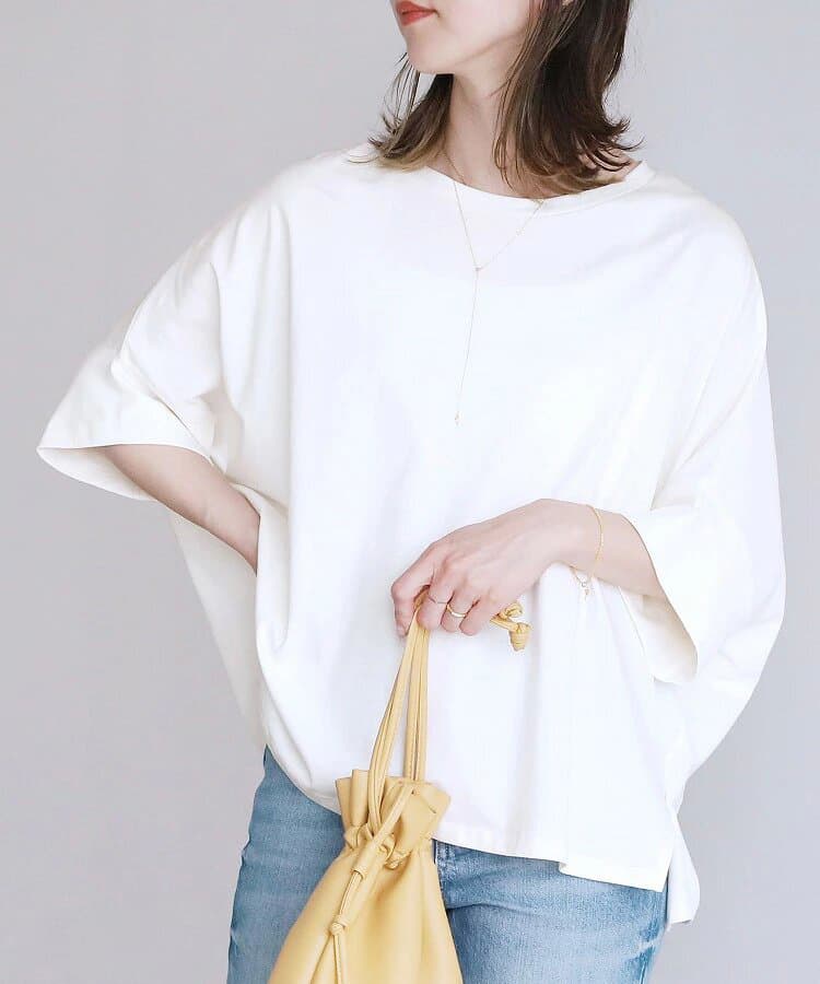 イエベ春/イエベ秋服　ゆったりシルエット五分袖カットソー