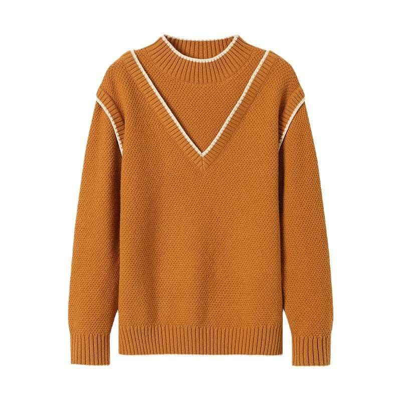 イエベ春/イエベ秋服　Vネックデザイン セーター