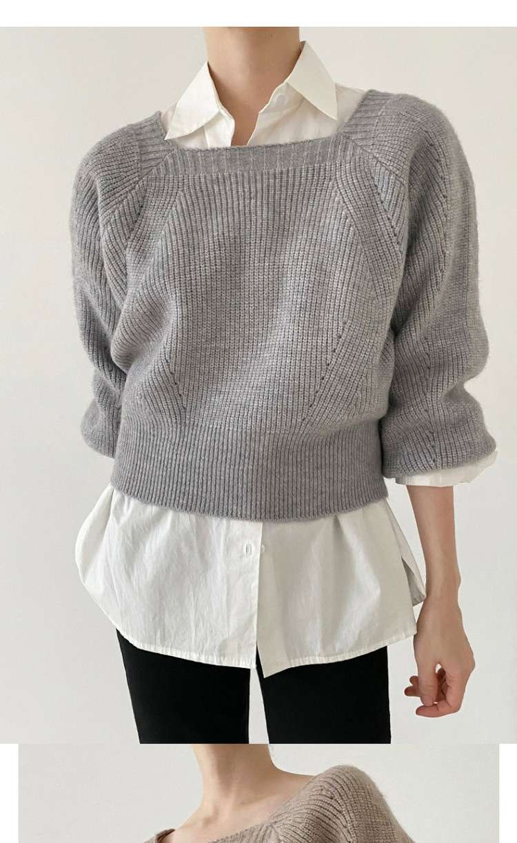 イエベ春/イエベ秋服　ゆったりボートネックニット